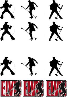 the silhouettes of skiers in different poses