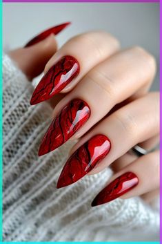 Are you tired of the usual boring nails and you want something a little more quirky? Here are 40+ mint green nails that you can recreate. Statement Nails, Halloween Nail Art Easy, Gothic Nails, Goth Nails, Red Nail Designs, Wedding Nails Design, Red Nail, Halloween Nail Designs, Nail Inspiration