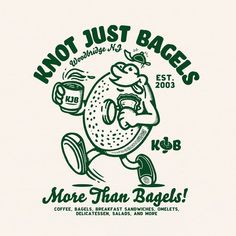 a green and white logo for a bagel shop