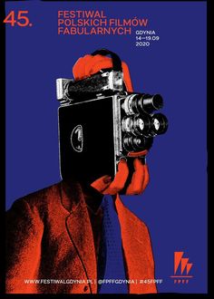 a man holding a camera up to his face with the words festival film and fabularynch on it