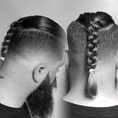 Viking Haircut, Braids With Fade, Men With Long Hair, Braids Men, Braids With Shaved Sides, Viking Braids, Viking Hair, Beard Hairstyle