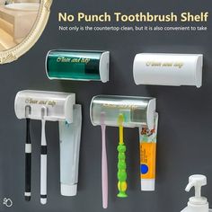 Description: Simple and beautiful, this toothbrush shelf has a strong load-bearing capacity and is not easy to fall off the wall, in addition, it is highly compatible with both ordinary and electric toothbrushes. With the wall hanging design, this toothbrush shelf makes space saving, in addition, it is designed with cover and can drain and ventilate, it can be waterproof and moisture-proof, making toothbrush clean. It is made of plastic. The length of this toothbrush shelf is 11cm, the width is Tooth Brush Cabinet, Toddler Toothbrush Holder, Toothbrush Storage Solutions, Oral B Electric Toothbrush Storage, Shelf For Electric Toothbrush, Best Place To Store Toothbrush, Baby Toothbrush Holder, Boys Bathroom Toothbrush Holder, Wall Mounted Bathroom Storage