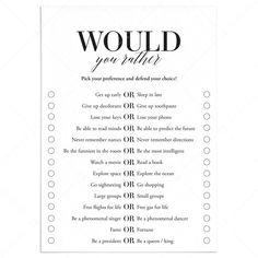 Would You Rather Icebreaker Game Printable by LittleSizzle You Can Only Pick 3 Game, Would You Rather Games For Adults, Would You Rather Wedding Edition, Would You Rather Questions For Women, This Or That Questions For Adults, Get To Know You Party Games, Silly Would You Rather Questions, Which Would You Choose, This Or That Funny Questions