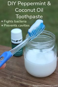 DIY Peppermint and Coconut Oil Toothpaste -Prevents Cavities All Natural Toothpaste, Coconut Oil Toothpaste, Diy Toothpaste, Homemade Toothpaste, Minty Fresh, How To Prevent Cavities, Diy Remedies