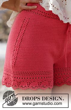 a close up of a woman's shorts with crochet