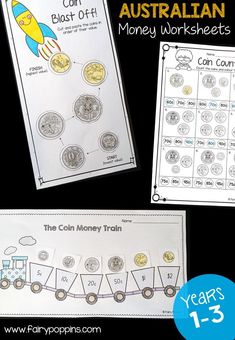 the coin money train worksheet for kids to learn how to count coins in australia