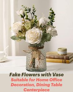 fake flowers with vase suitable for home office decoration, dining table centerpieces and more