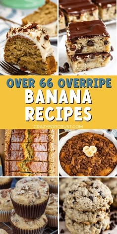 over and overripe banana recipes for desserts, cakes, muffins or cupcakes