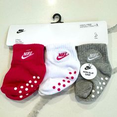 Two 3 Pack Nike Newborn Ankle Socks. Non-Slip, Lightweight Newborn 6-12 Months Us Shoe Size 1c Nike Crew Socks, Newborn Socks, Soccer Shin Guards, Baby Nike, Soccer Socks, Boys Socks, Nike Socks, Asics Running Shoes, Nike Accessories