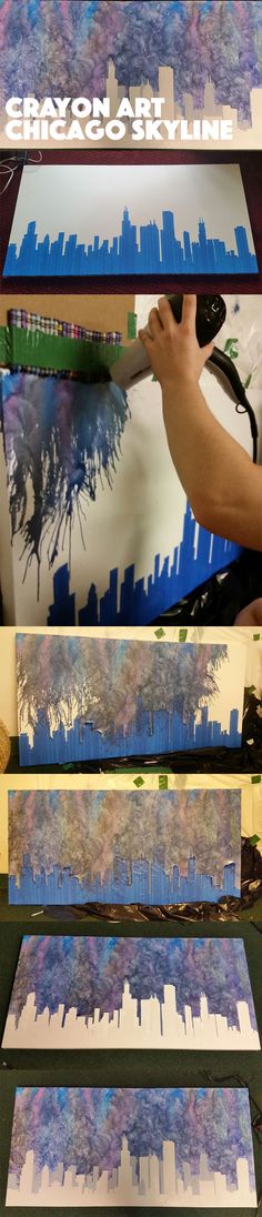 the process of painting trees with acrylic paint