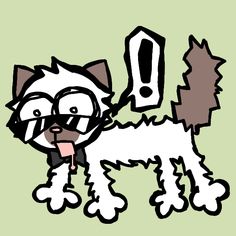 a drawing of a cat with glasses and a sign