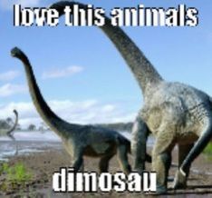 two large dinosaurs standing next to each other on a field with the caption love this animals dinosaur