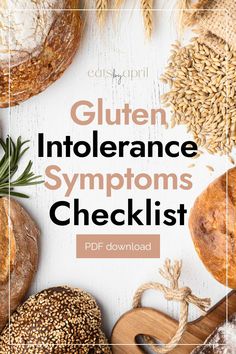 Do you have these symptoms of gluten intolerance? Find out if you should be cutting out gluten from your diet STAT. Grab the PDF of the Gluten Intolerance Symptoms Checklist and feel better fast. Gluten Allergy Symptoms Signs, Gluten Intolerance Symptoms Signs, Symptoms Of Gluten Intolerance, Gluten Symptoms, Signs Of Gluten Intolerance, What Is Gluten, How To Help Nausea