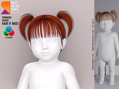 an image of a doll with red hair on it's head and two buns in her hair