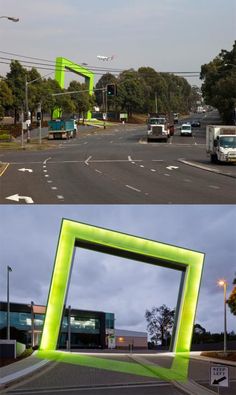 there are two pictures with green frames on the same page and one has an empty square in it