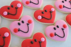 decorated cookies with hearts and a stethoscope on them