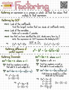 high school algebra factoring notes outline High School Notes, Notes Outline, Algebra Notes, Gcse Maths Revision, Maths Revision, High School Algebra, Teaching Math Strategies, School Algebra, Exam Study Tips