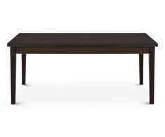 a dark wood table with two legs and a square top on an isolated white background