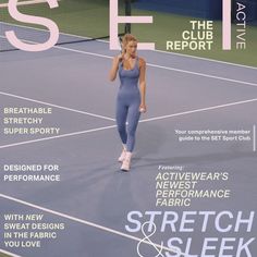 a magazine cover with a woman on the tennis court holding a racket in her hand