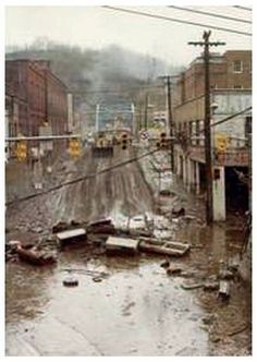 a city street that has been flooded with water