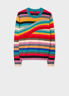 Paul Smith Women, Country Attire, Sweaters And Cardigans, Rainbow Fashion, Graphic Sweaters, Knitted Wit, Bold Stripes, Women's Sweaters, Merino Wool Sweater