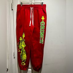 Size L (11-13) Juniors. Brand New Without Tag. Never Worn. Christmas Cotton Bottoms With Elastic Waistband, Dr Seuss The Grinch, Red Sweatpants, The Grinch, Dr Seuss, Grinch, Track Pants, Red Green, Pant Jumpsuit