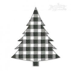 a black and white checkered christmas tree with the shape of a pine on it