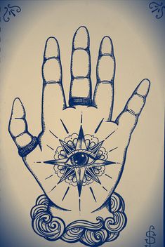 a drawing of a hand with an all seeing eye on it's middle finger