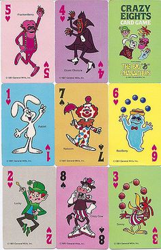 the card game crazy eights has nine different characters and numbers on each one side