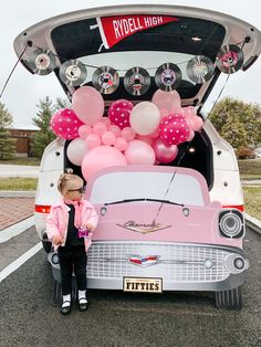 Trunk Or Treat Ideas For Cars Fall Theme, Pink Ladies Grease Trunk Or Treat, 1950s Trunk Or Treat Ideas, Trunk Or Treat Ideas For Cars 50s Theme, Trunk Or Treat Ideas For Cars With Costume, Trunk Or Treat Grease Theme, Sock Hop Trunk Or Treat