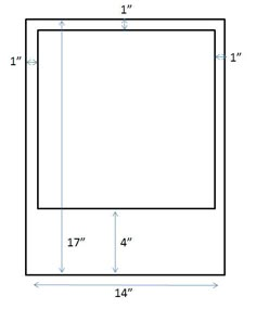 a drawing of a square area with measurements for the top and bottom corners, including one end