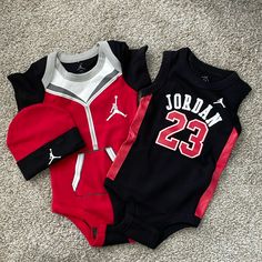 Nwot! 0-6 Months, But Is Probably Closer To 6 Months. Jordans For Baby, Baby Jordan Outfits, Baby Jordan Shoes Boys, Jordan Shoes Retro Baby, Baby Boy Clothes Nike Jordan, Baby Jordans, Jordan Ones, Cute Baby Boy Outfits, Jordan Red