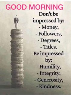 a stack of coins with the words good morning on it and a man standing on top