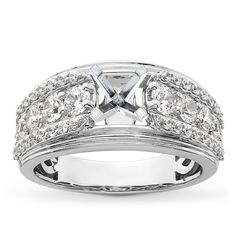 a white gold ring with diamonds on it