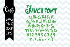 the grin font and lowercase letters are in green on a chevron background with an arrow