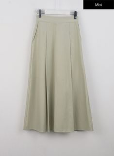 Mint / S/M Modern A-line Skirt For Workwear, Elegant Cotton A-line Pleated Skirt, Solid Color Casual Skirt For Business Casual, Relaxed Midi Skirt For Workwear, Modern Fitted Pleated Skirt, Cotton Midi-length Workwear Bottoms, Cotton Midi-length Bottoms For Work, Cotton Midi Bottoms For Work, Casual Fitted Full-length Pleated Skirt