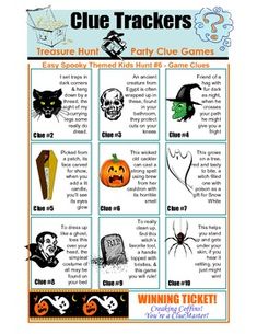 a poster with halloween themed items for the club trackerrs, including pumpkins and ghost faces