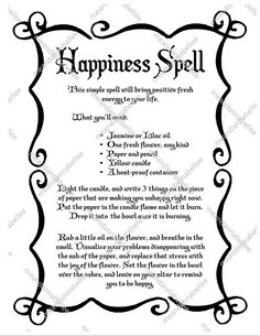 Witches' Happiness Spell Image Digital Clipart Instant | Etsy Happiness Spell, Paganism Spells, Annabel Lee, Magic Spell Book