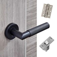 the door handle and latch on a wooden door