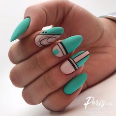 💜 Пoдпишиcь, если понравилось 💚 @manikur_mk Поставь ❤😊 @yes.nails.spb Watermelon Nails, Turquoise Nails, Geometric Nail, Neon Nails, Fabulous Nails, Floral Nails, Creative Nails, Manicure E Pedicure