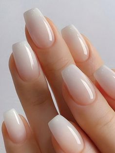 Ballet Nails, Squoval Nails, Her Nails, Trendy Nail, Ballerina Nails, Gradient Nails, Neutral Nails, Chic Nails