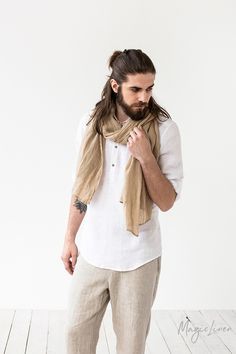 This linen scarf will be a perfect gift for the upcoming father's day. The best Father's Day gifts for dads include linen scarf, linen shirts, linen bath robes, linen bedding or home accessories by MagicLinen. Linen Clothing