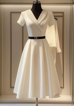 Luxury Elegant Knee-length Vintage Dress, Luxury Feminine Knee-length Midi Dress, Luxury Vintage Knee-length Dresses, Elegant Knee-length Vintage Dress, Elegant Knee-length Vintage Dress For Daywear, Long Skirt Top Designs, Neat Casual Outfits, Gowns Dresses Elegant, Stylish Wedding Dresses