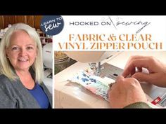 a woman is working on an applique with the words, hooked on sewing