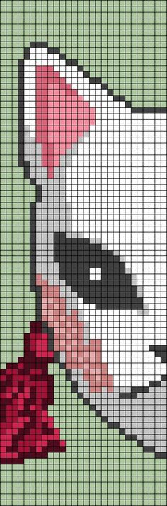 a cross stitch pattern with a red hat on it