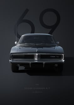 an old dodge charger car is shown in black