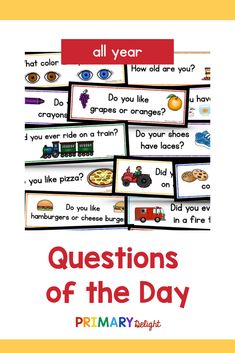 a poster with the words, questions of the day