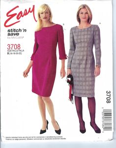 two women in dresses and shoes on the cover of a sewing pattern