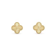 Type: Earrings Material: 18K Plated Stainless Steel Color: Gold and Silver Tone Size: 20mm Vintage Alhambra Earrings, Alhambra Earrings, Claires Earrings, Alhambra Pendant, Gold Vans, Van Cleef & Arpels, Van Cleef And Arpels, Daughter Jewelry, Ringe Gold