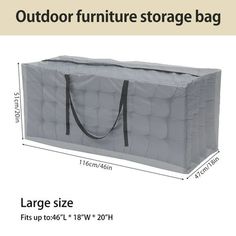 Parts List: Package inclulding: 1*home storage bag 1*Storage bag Features: 1.Ideal for storing your outdoor garden furniture cushions whilst not in use. 2.Will protect your cushions from dirt, dust etc. 3.It has Carry handles. 4.Made from heavy duty, hard wearing polyester. 5.Storing items correctly, especially during the long winter months, can dramatically improve the life span and quality of your item. Specification: Color: gray Material: 210T polyester Water pressure: 3000mm Size: 116*47*51c Patio Christmas Tree, Furniture Coverings, Black Dining Set, Famous Furniture, Patio Cushion Covers, Christmas Tree Storage Bag, Outdoor Furniture Cover, Christmas Tree Storage, Cushion Storage